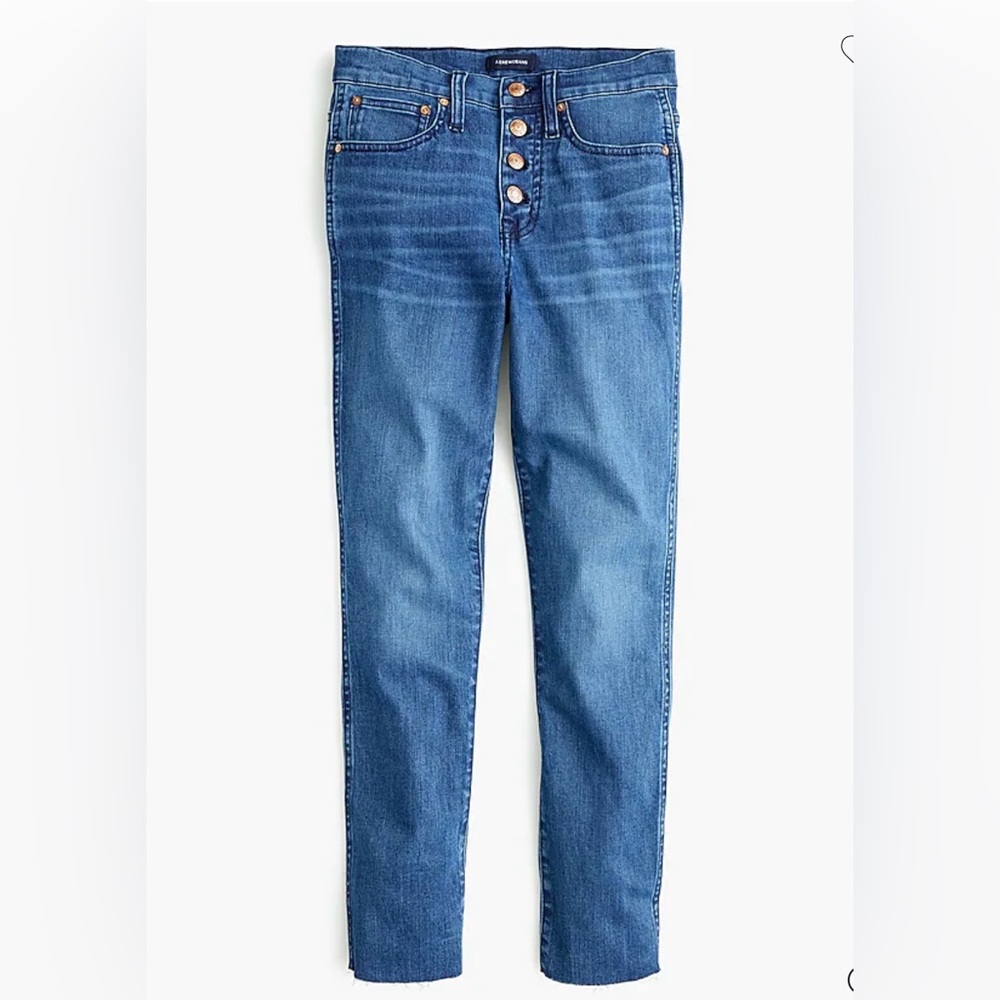 J Crew Eco Jean Vintage Straight Button Fly Cropped Stretch Denim Jeans 32P NEW